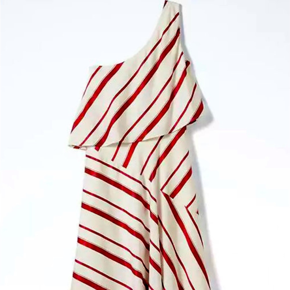 One shoulder asymmetrical dress.
